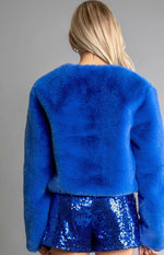 Load image into Gallery viewer, &quot;CRUSH ON YOU&quot; ELECTRIC BLUE FUR JACKET

