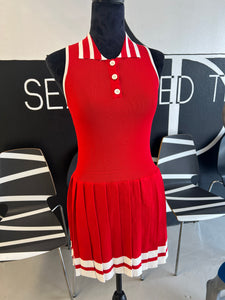 Preppy Red Pleated Dress