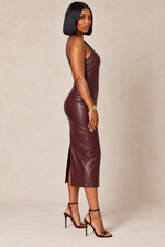 Load image into Gallery viewer, The Cleopatra Leather Midi Dress
