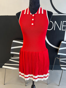 Preppy Red Pleated Dress