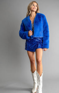 CRUSH ON YOU Faux Fur and Sequin Skirt Set.