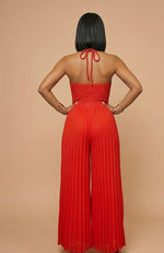 Load image into Gallery viewer, Scarlet Élan Pleated Halter Jumpsuit
