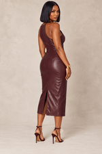Load image into Gallery viewer, The Cleopatra Leather Midi Dress
