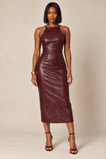 Load image into Gallery viewer, The Cleopatra Leather Midi Dress
