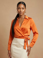 Load image into Gallery viewer, The Riviera Satin Wrap Top
