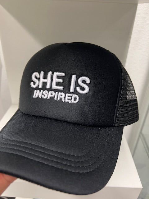 SHE IS INSPIRED trucker hat