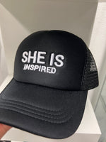 Load image into Gallery viewer, SHE IS INSPIRED trucker hat
