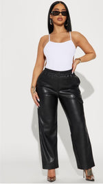 Load image into Gallery viewer, &quot;HIGH END&quot; FAUX LEATHER CARGO PANTS
