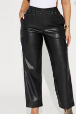 Load image into Gallery viewer, &quot;HIGH END&quot; FAUX LEATHER CARGO PANTS
