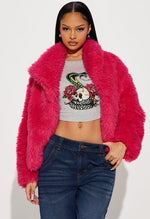 Load image into Gallery viewer, &quot;THE BOSS&quot; FUSCHIA FAUX FUR COAT
