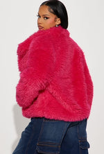 Load image into Gallery viewer, &quot;THE BOSS&quot; FUSCHIA FAUX FUR COAT
