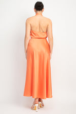 Load image into Gallery viewer, &quot;Something Satin&quot; Halter Belted Maxi Dress
