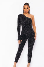 Load image into Gallery viewer, Black Sequin Jumpsuit
