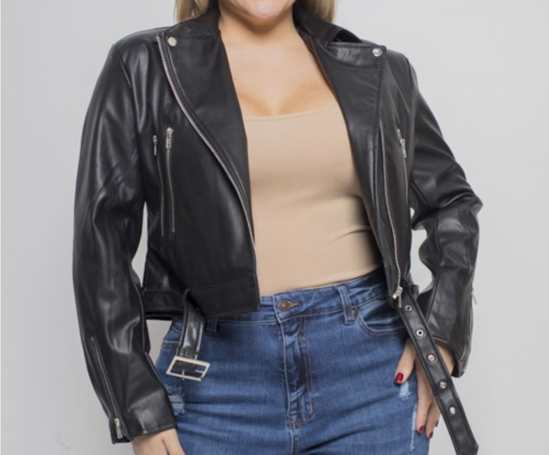 Plus Size Vegan Leather Jacket