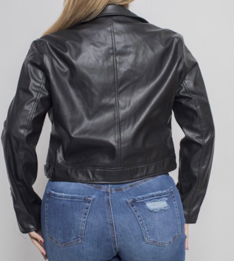 Plus Size Vegan Leather Jacket